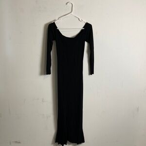 ASOS Black Long-Sleeve Maxi Dress with Scoop Neckline